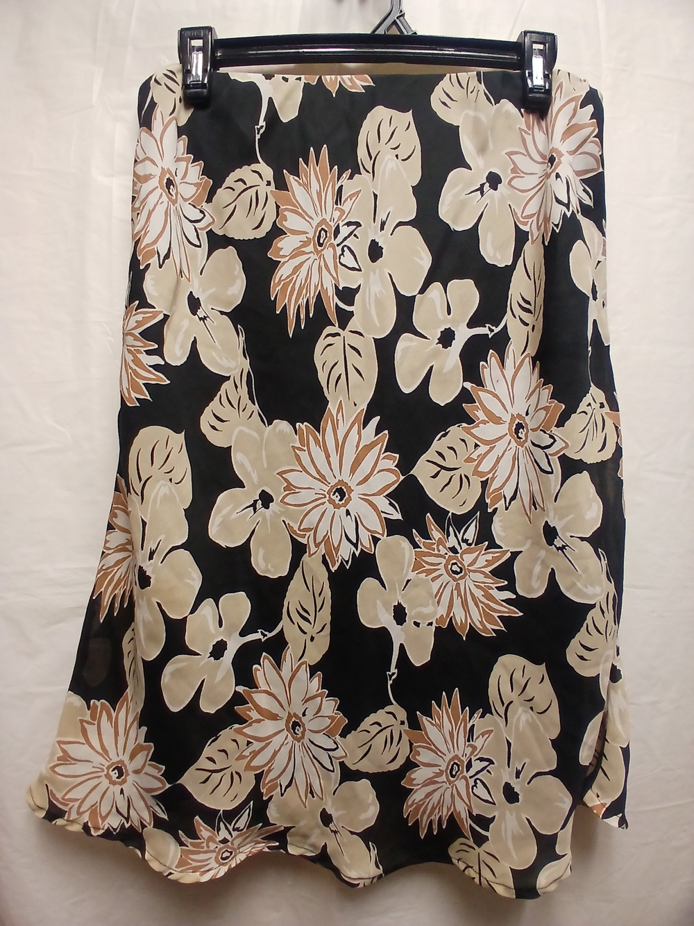 Kathie Lee Collection Floral A-Line Skirt in Black and Cream